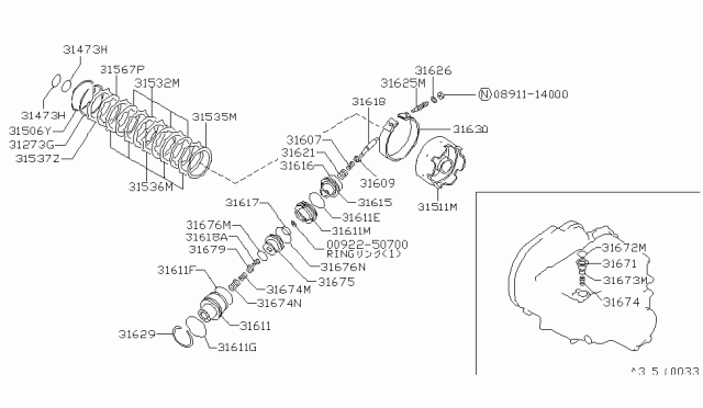 1990 Nissan Pulsar NX  Nut Diagram for 0891114000