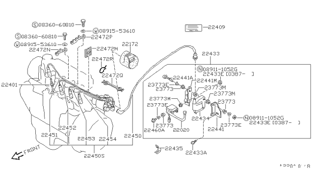 1988 Nissan Pulsar NX Cable Assembly-HIGHTENSION No 2 Diagram for 2245253A00