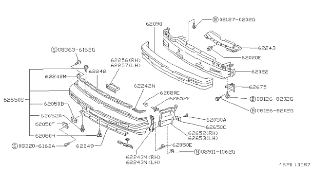 1989 Nissan Pulsar NX Nut Diagram for 0124100341