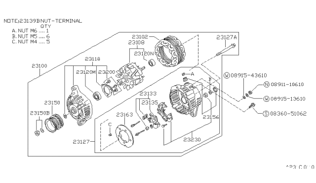 1987 Nissan Pulsar NX  Cover Assembly Front Diagram for 2311817B11