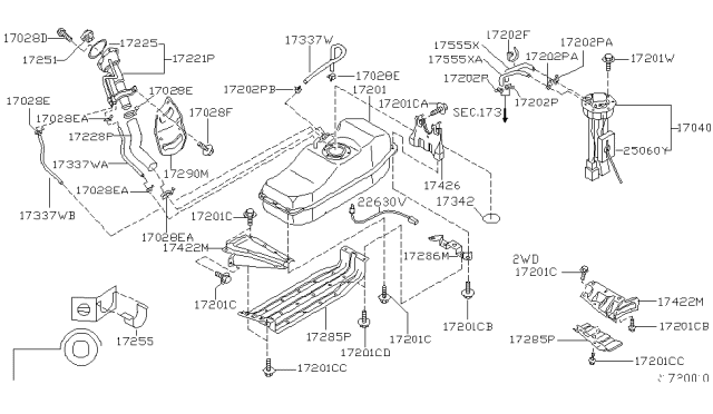 2000 Nissan Frontier Hose-Filler Diagram for 172283S500