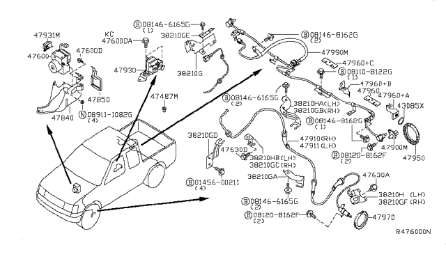 2002 Nissan Frontier  Bolt-Hex Diagram for 081108122G