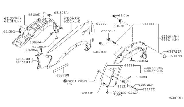 2001 Nissan Frontier  Clip Diagram for 638489Z500