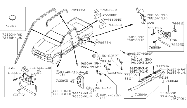 2002 Nissan Frontier  Clip Diagram for 0155307031