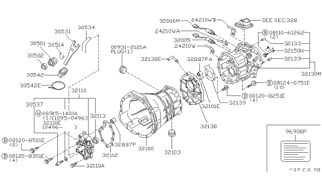 1998 Nissan Frontier  Cover-Dust Diagram for 3054275P00