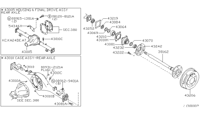 2000 Nissan Frontier  Seal-Oil, Rear Axle Shaft Diagram for 432520W000