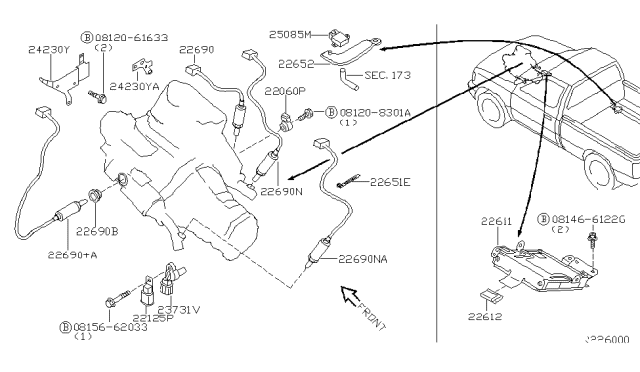 2001 Nissan Frontier  Engine Control Module Diagram for 237105S107