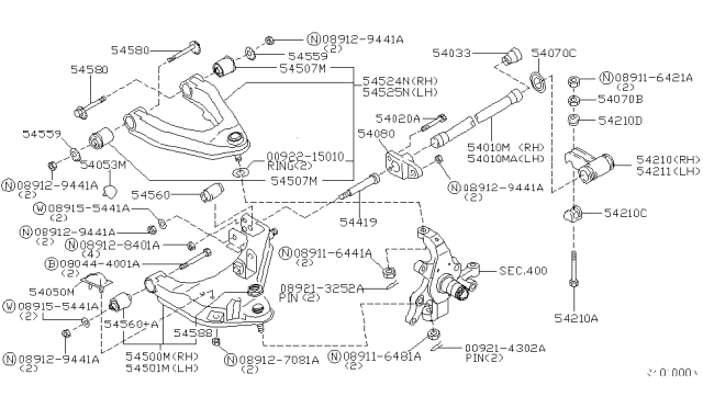 2002 Nissan Frontier  Bush Assy-Upper Link Diagram for 545428B400