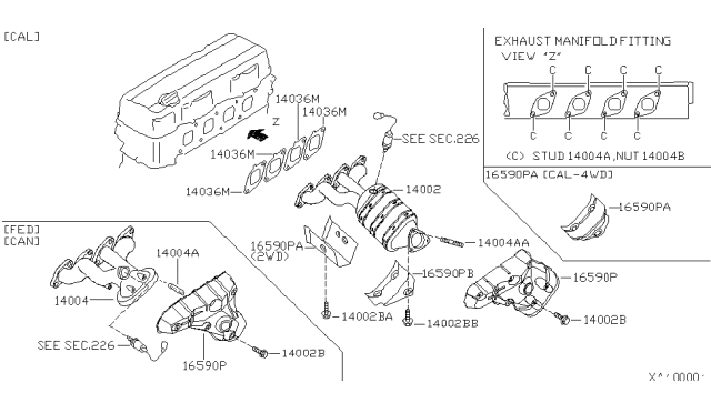 2004 Nissan Frontier  Gasket-Exhaust Manifold, A Diagram for 140362B500