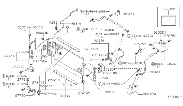 2002 Nissan Frontier  Condenser Assy Diagram for 921107B401