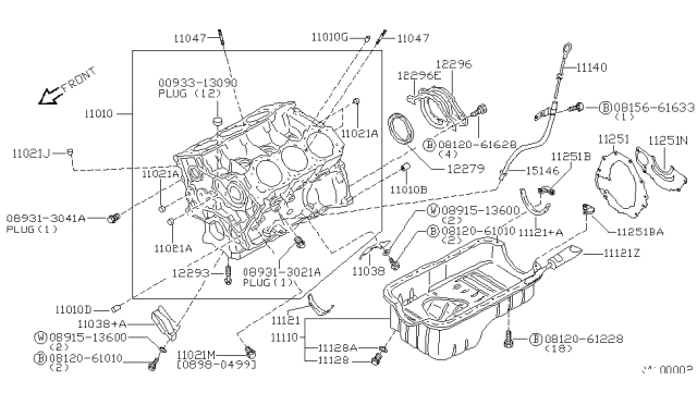1999 Nissan Frontier  Gauge Oil Lever Diagram for 111403S502