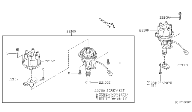 1998 Nissan Frontier  Distributor ASY Diagram for 221003S501
