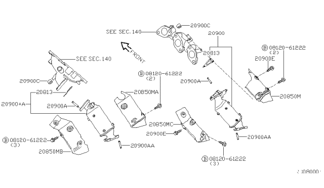 2002 Nissan Frontier  Gasket Diagram for 208134S000