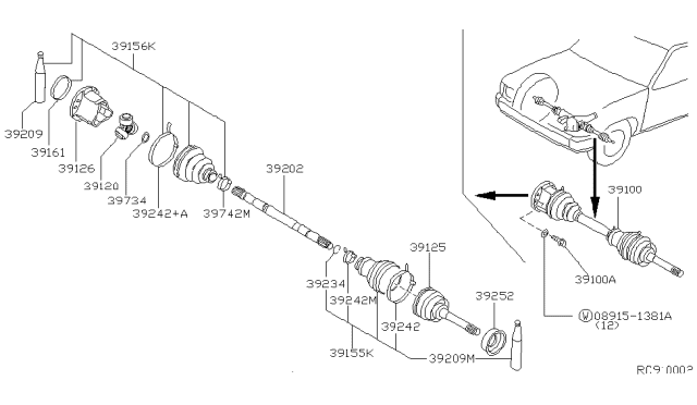1999 Nissan Frontier  Repair Kit-Dust B00T, Inner Diagram for 3974105U85