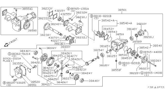 1998 Nissan Frontier Seal-O Ring, Side Retainer Diagram for 3834321010