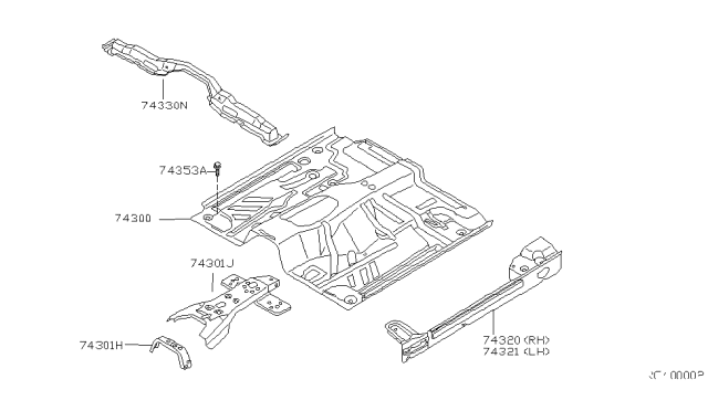2002 Nissan Frontier  Member Assembly-Cross 2ND Diagram for 743303S530