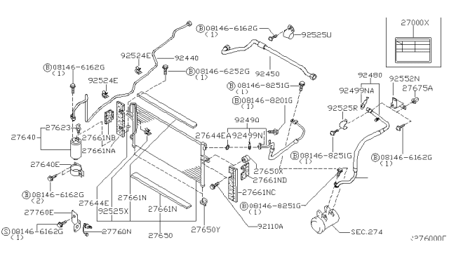 2000 Nissan Frontier  Pipe-Front Cooler, Low Diagram for 924507B401