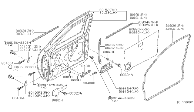 1999 Nissan Frontier  Hinge Assy-Front Door Diagram for 804013S500
