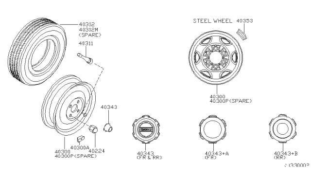 1999 Nissan Frontier  Disc Wheel Assembly Diagram for 403008B470