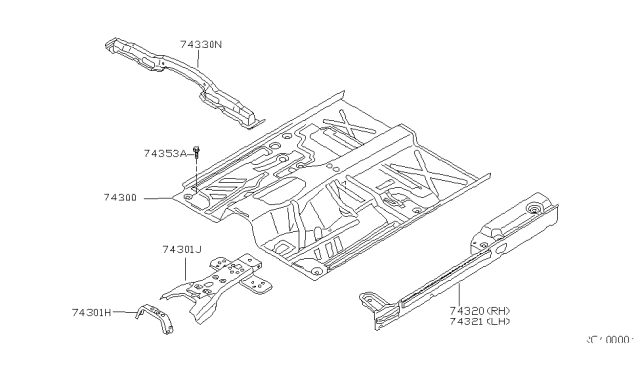 1999 Nissan Frontier  Floor-Front Diagram for 743123S530