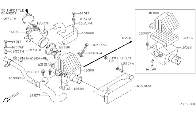 1999 Nissan Frontier  Mounting-Rubber Diagram for 165574S100