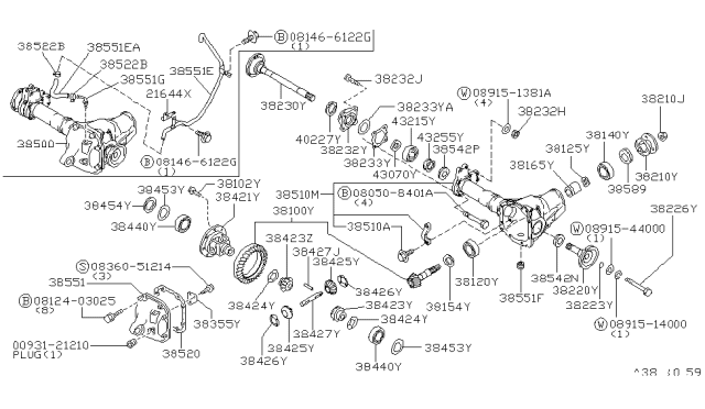 1999 Nissan Frontier  Seal-Oil Diagram for 3818901G15