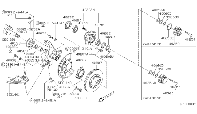 1999 Nissan Frontier  Cap-Stopper Bolt Diagram for 400392S610