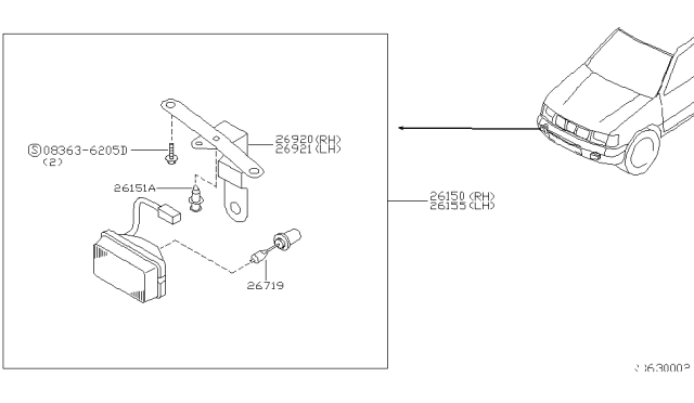 2001 Nissan Frontier  Bulb Diagram for 262937Z000