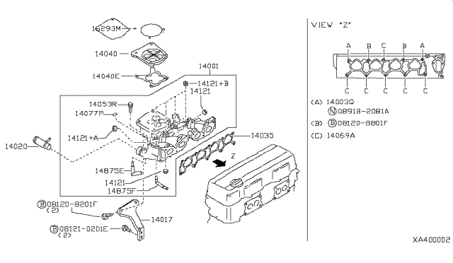 2003 Nissan Frontier  Gasket-Manifold Diagram for 140353S500
