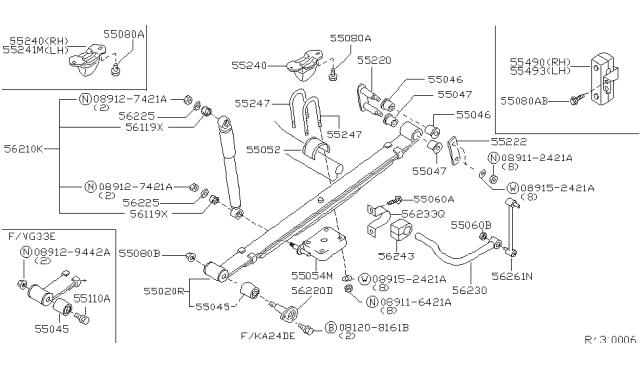 1999 Nissan Frontier  Bolt-Hex Diagram for 081208161B