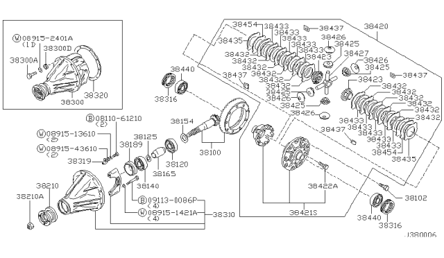 2002 Nissan Frontier Gear Set-Final Drive Diagram for 3810005M80