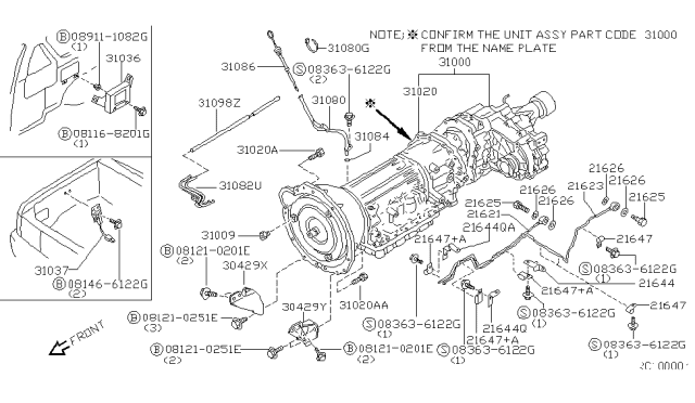 2001 Nissan Frontier Resistor Assy-Auto Transmission Diagram for 310370E600