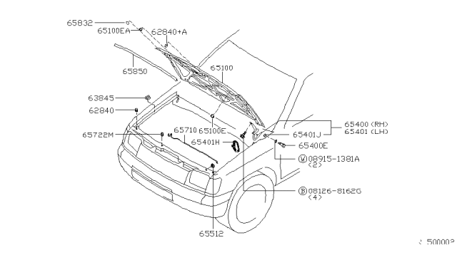 2000 Nissan Frontier  Seal-Rubber Diagram for 6545001G01