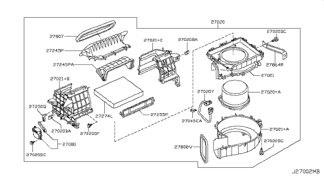 2017 Nissan Armada Blower Assy-Front Diagram for 27220JK01A