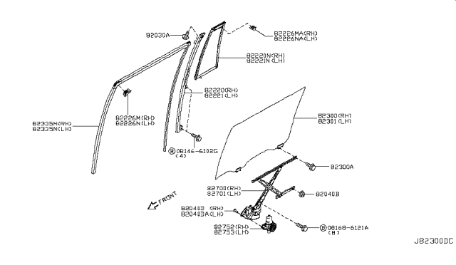 2017 Nissan Armada Motor Assembly - Regulator, LH Diagram for 827311MA0A