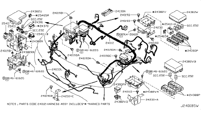 2017 Nissan Armada Housing-Relay Box Diagram for 2438364U00