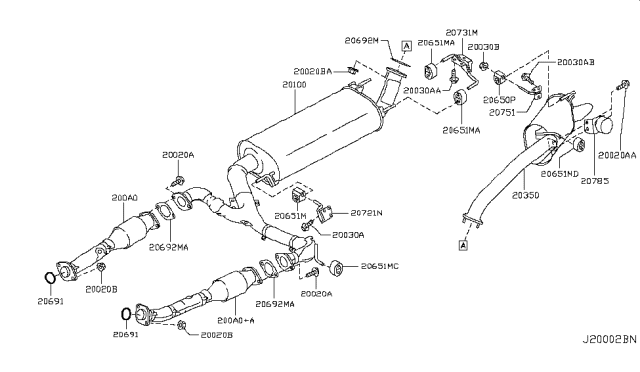 2017 Nissan Armada Mounting-Exhaust, Rubber Diagram for 206515L300