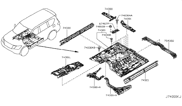 2017 Nissan Armada Member 2 Cross RH Diagram for 743201LA0A