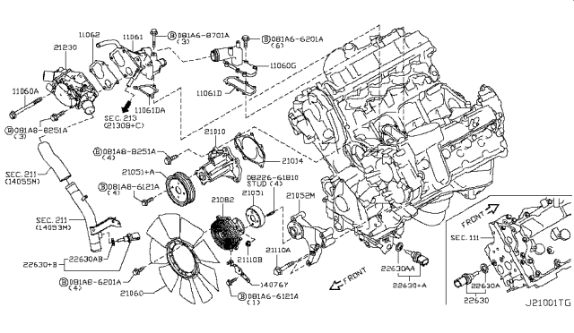 2017 Nissan Armada  Bracket-Fan PULLY Diagram for 210461LA0A