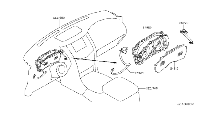 2017 Nissan Armada  Speedometer Assembly Diagram for 248205ZW1A