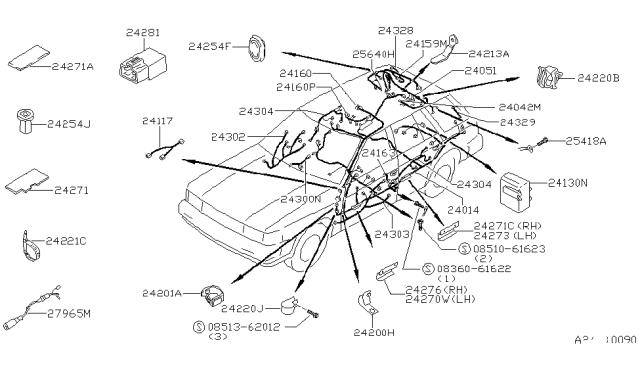 1988 Nissan Maxima  Clip-Wiring Harness Diagram for 2422489923