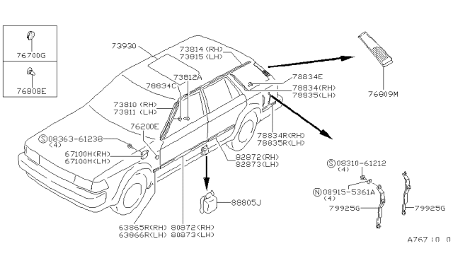 1987 Nissan Maxima  MOULDING Door LH Diagram for 8287301E09