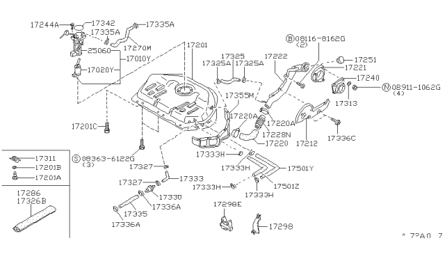 1988 Nissan Maxima  Clip Tube Brake Diagram for 4627101B00