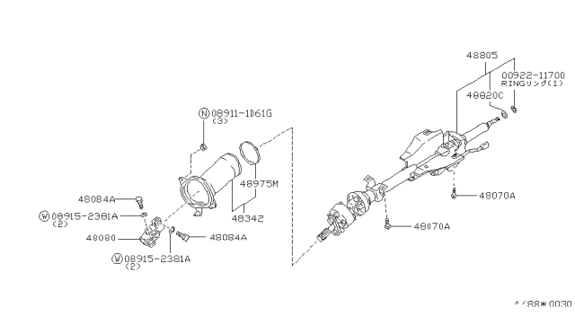 1985 Nissan Maxima  Joint-Steering Lower Diagram for 4808003E01