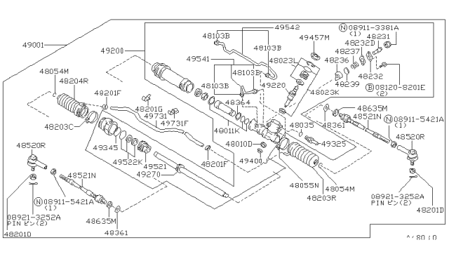 1988 Nissan Maxima Socket Rod Out Diagram for 4852001E25