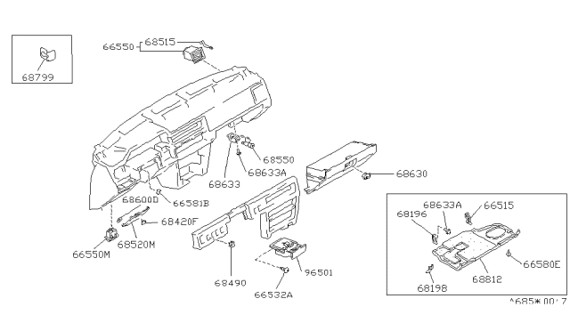 1986 Nissan Maxima  Lock-Glove Box Diagram for 6863001E25