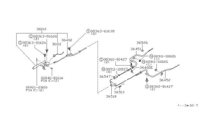 1986 Nissan Maxima  Control Park Lv Diagram for 3601001E01