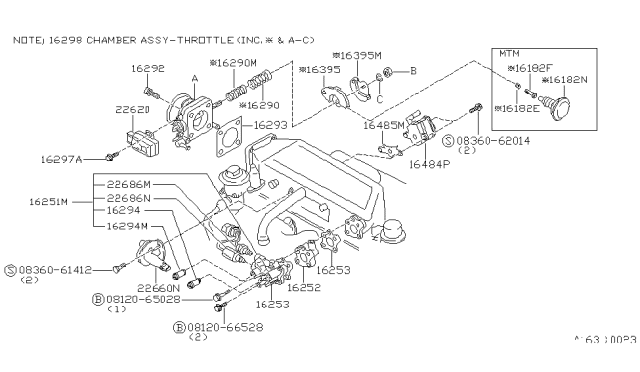 1987 Nissan Maxima Switch Valve THRTL Diagram for 2262016E01