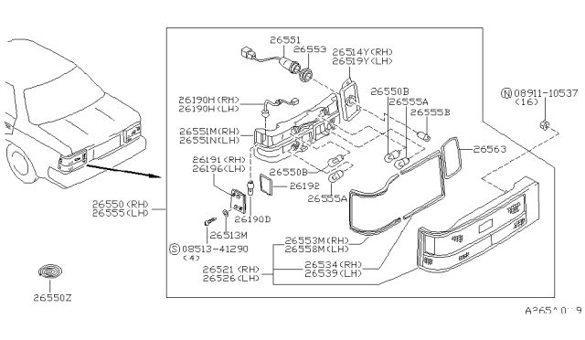 1987 Nissan Maxima  Bulb Diagram for 2626104W00