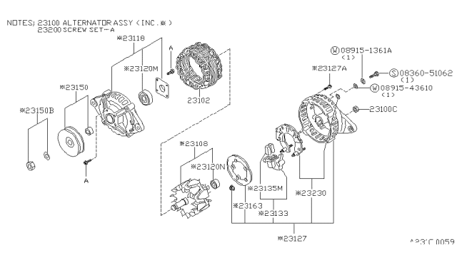 1985 Nissan Maxima  Holder Assembly Diagram for 2313316E05